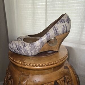 Stylish Cream and Brown Wedge Heels